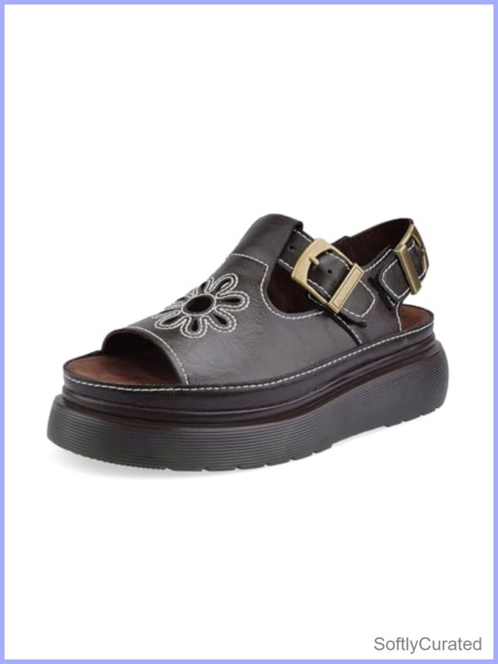 QIV Flower Platform Sandals Chunky Fisherman Buckle Open-Toe - Picture 5 of 6